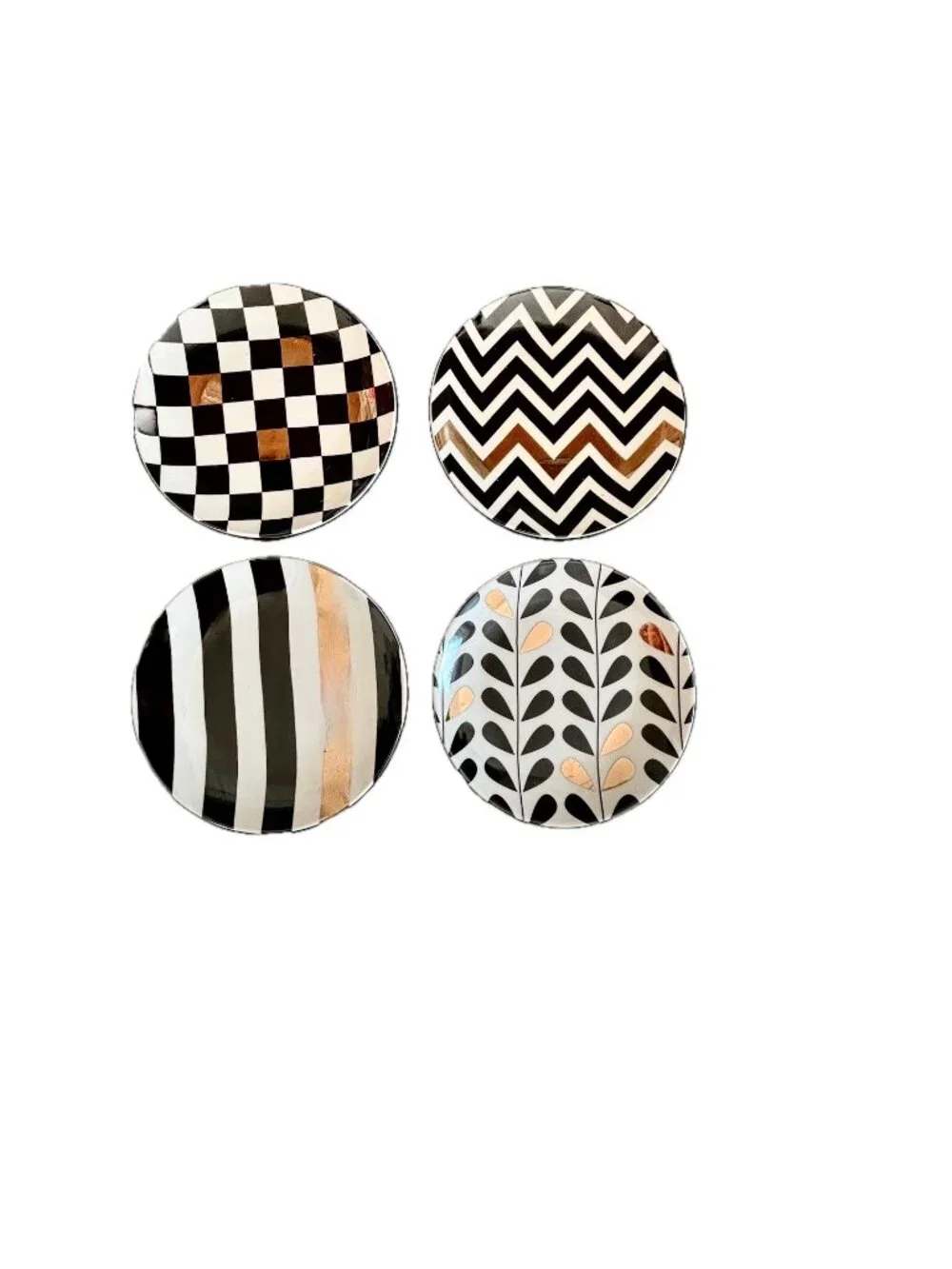 Pai Designer Geometric Patterned Dessert Plates Contemporary Art Deco